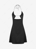 Halter Cut Out Open Back Silky Dress M Black