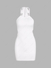 Halter Cut Out Slinky Mini Dress L White
