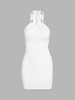 Halter Cut Out Slinky Mini Dress S White