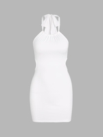 Halter Cut Out Slinky Mini Dress S White