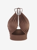 Halter Cutout Underboob Crop Top L Coffee