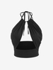 Halter Cutout Underboob Crop Top M Black