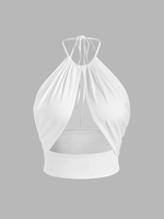 Halter Cutout Underboob Crop Top M White