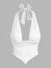 Halter Double-layered Jersey Open Back Crop Top White