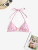 Halter Floral Bikini Top M Light pink