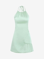 Halter Flounce Insert Mini Dress L Light green