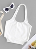 Halter Jersey Crop Tank Top S White