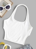 Halter Jersey Split Side Crop Tank Top M White