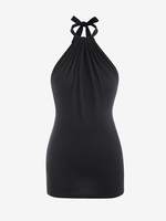 Halter Knit Backless Slinky Dress L Black