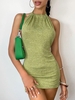 Halter Knit Backless Slinky Dress M Green