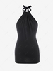 Halter Knit Backless Slinky Dress S Black