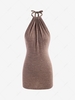 Halter Knit Backless Slinky Dress S Coffee