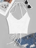 Halter Lace-up Open Back Jersey Crop Top M White