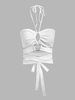Halter O Ring Criss Cross Crop Top S White