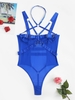 Halter O Ring Underwire Strappy Lingerie Teddy L Blue