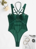 Halter O Ring Underwire Strappy Lingerie Teddy L Deep green