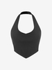 Halter Open Back Crop Top L Black