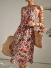 Halter Open Back Floral Midi Dress S Multi a