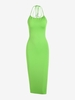Halter Openback Midi Neon Dress L Green