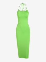 Halter Openback Midi Neon Dress S Green