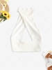 Halter Rib-knit Cutout Backless Crop Top L White