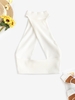 Halter Rib-knit Cutout Backless Crop Top M White