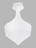 Halter Rib-knit Cutout Crop Top L White