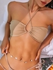 Halter Ribbed Bikini Top L Light coffee