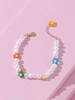 Handmade Flower Faux Pearl Bracelet