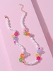 Handmade Flowers Shape Faux Pearl Necklace