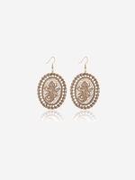 Handmade Rose Pattern Oval Shape Dreamcatcher Pendant Earrings