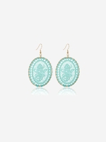 Handmade Rose Pattern Oval Shape Dreamcatcher Pendant Earrings