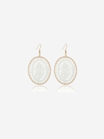 Handmade Rose Pattern Oval Shape Dreamcatcher Pendant Earrings