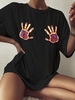 Handprint Graphic Oversized T-shirt S Black