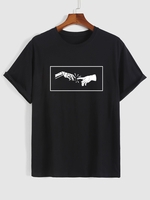 Hands Pattern Casual T-shirt S Black