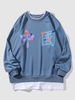 Hanzi Print Faux Twinset Sweatshirt Xl Silk blue