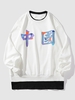 Hanzi Print Faux Twinset Sweatshirt Xl White