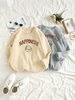 Happiness Print Drop Shoulder Thermal Lined Sweatshirt L Light coffee