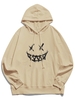 Happy Face Graphic Pouch Pocket Casual Hoodie Xl Light coffee