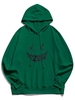 Happy Face Graphic Pouch Pocket Casual Hoodie Xs Deep green