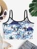 Hawaii Seascape Print Crop Camisole L Deep blue