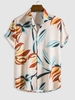 Hawaii Style Leaves Pattern Button Front Shirt Xl Beige