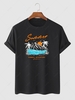 Hawaii Style Seaside Coconut Palm Graphic Printed T-shirt Xl Black
