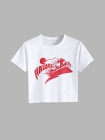 HAWAII Waves Graphic Baby Tee M White