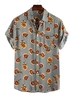 Hawaiian Flower Print Pocket Short Sleeve Button Shirt S Camouflage green