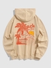 Hawaiian Style Coconut Tree and See Wave Pattern Pullover Hoodie M Light coffee