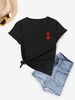 Heart A Print Short Sleeve T Shirt M Black