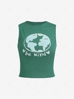 Heart Be Kind Graphic Tank Top M Deep green