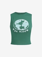 Heart Be Kind Graphic Tank Top S Deep green