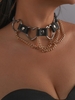 Heart Chain Decorated PU Choker